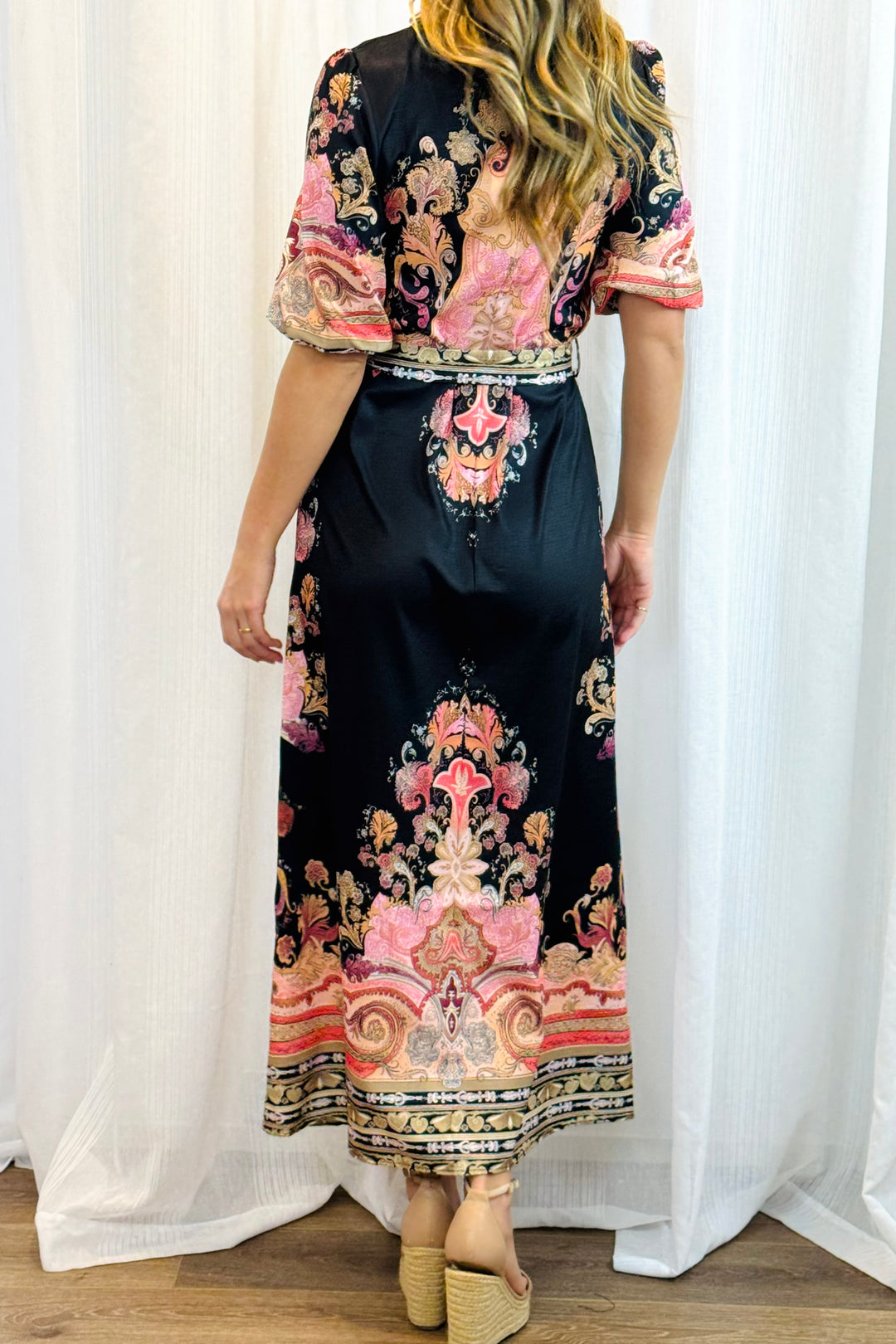 Portia Shirt Dress in Black Multi Print
