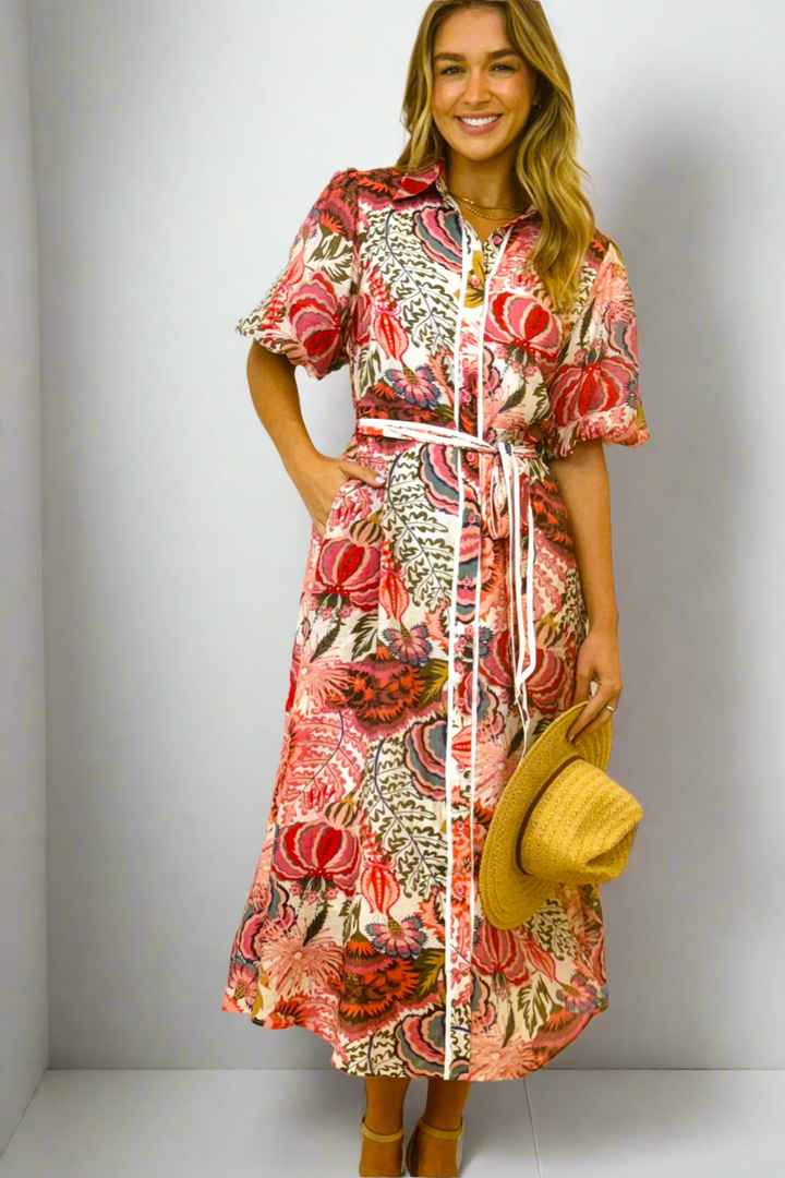 Leah Floral Print Shirt Dress