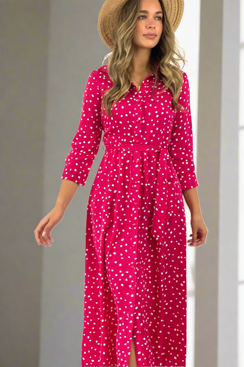 Willow Shirt Dress in Hot Pink