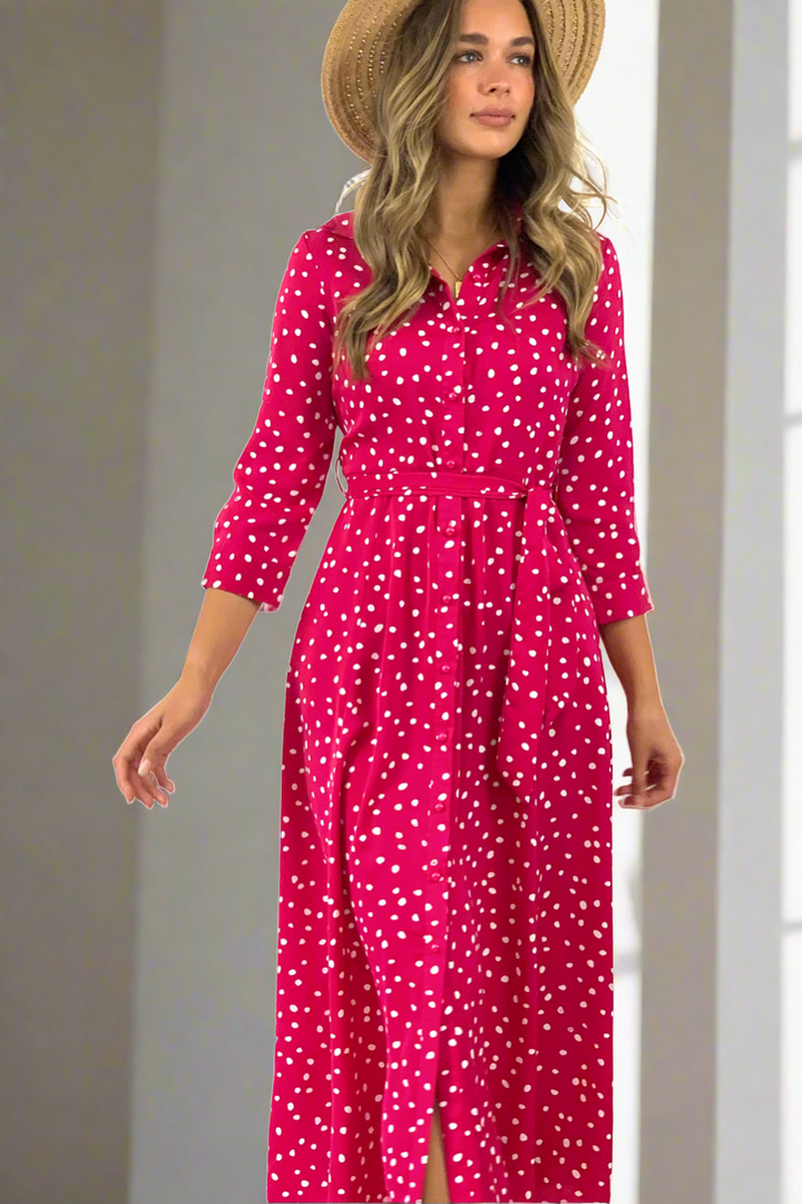 Willow Shirt Dress in Hot Pink