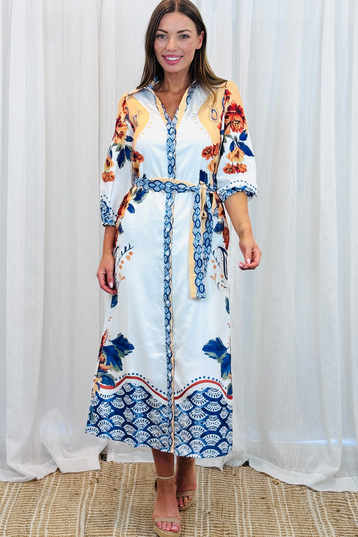 Gia Off White Multi Print Dress