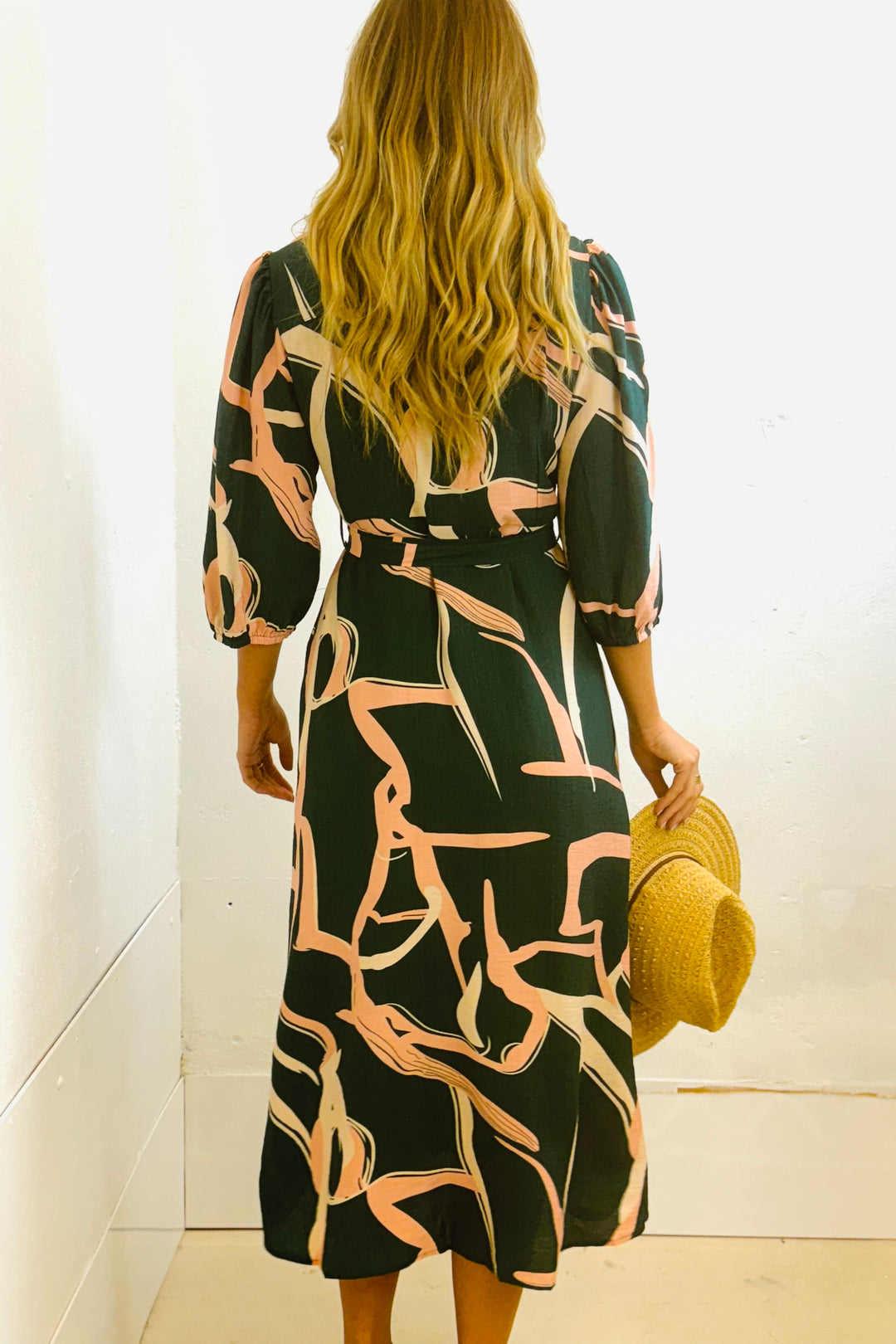 Marlow Midi Shirt Dress in Green and Pink Print