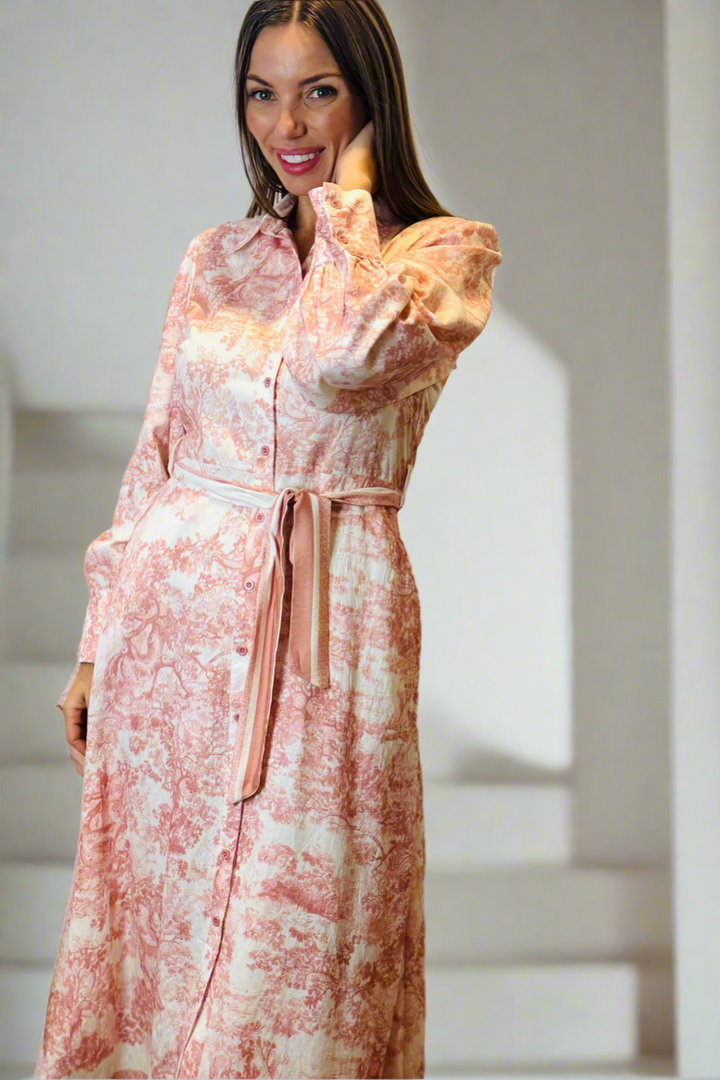 April Shirt Midi Dress In Blush