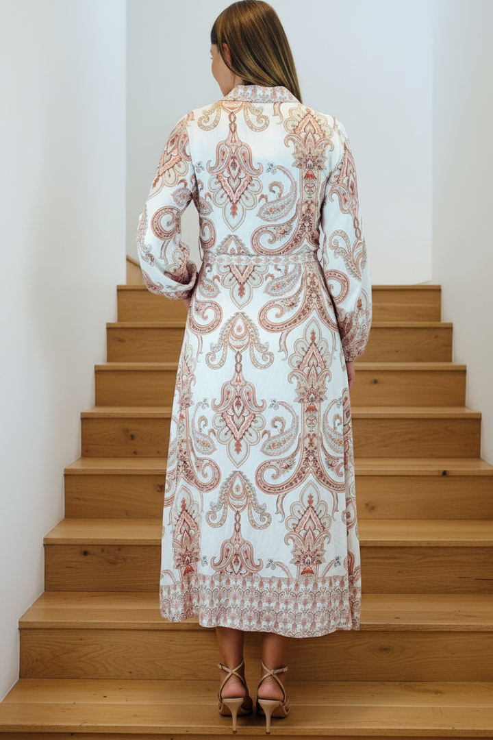 Lennox Off White Multi Print Paisley Print Dress