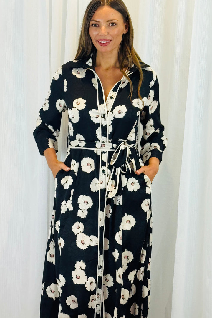 Bekka Black Floral Shirt Dress