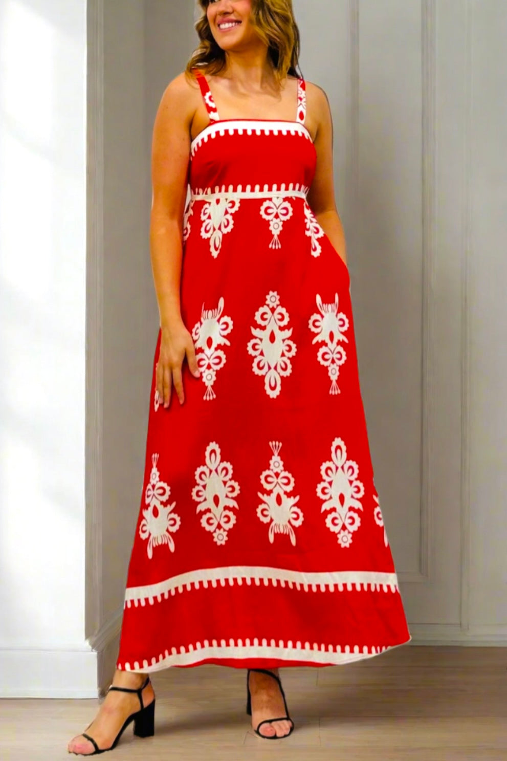 Positano Maxi dress in Red