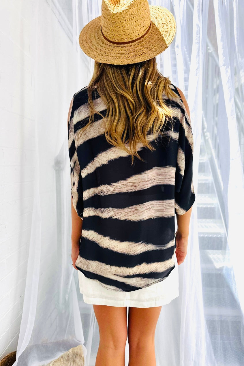 Alila Zebra Print Cut Off Sleeve Top