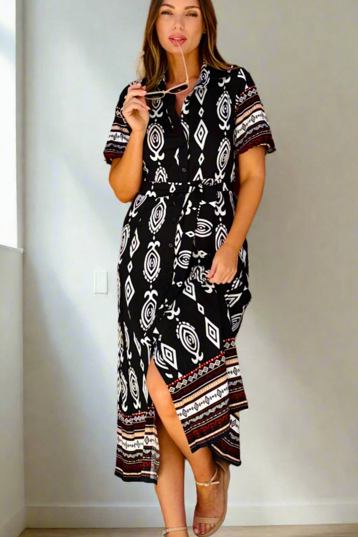 Erica Batik Print Dress in Black