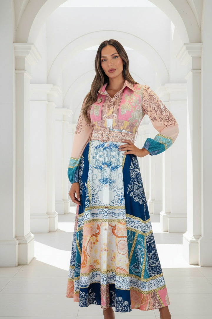 Marley Long Sleeve Multi Print Dress