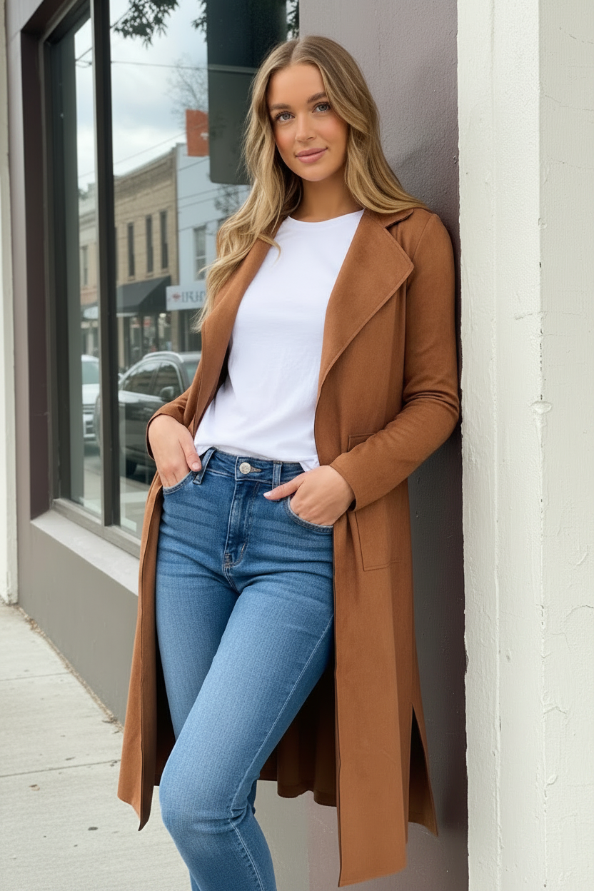Maxine Faux Suede Jacket With Side Splits