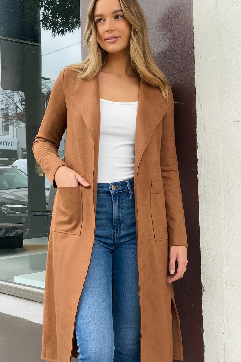 Maxine Faux Suede Jacket With Side Splits