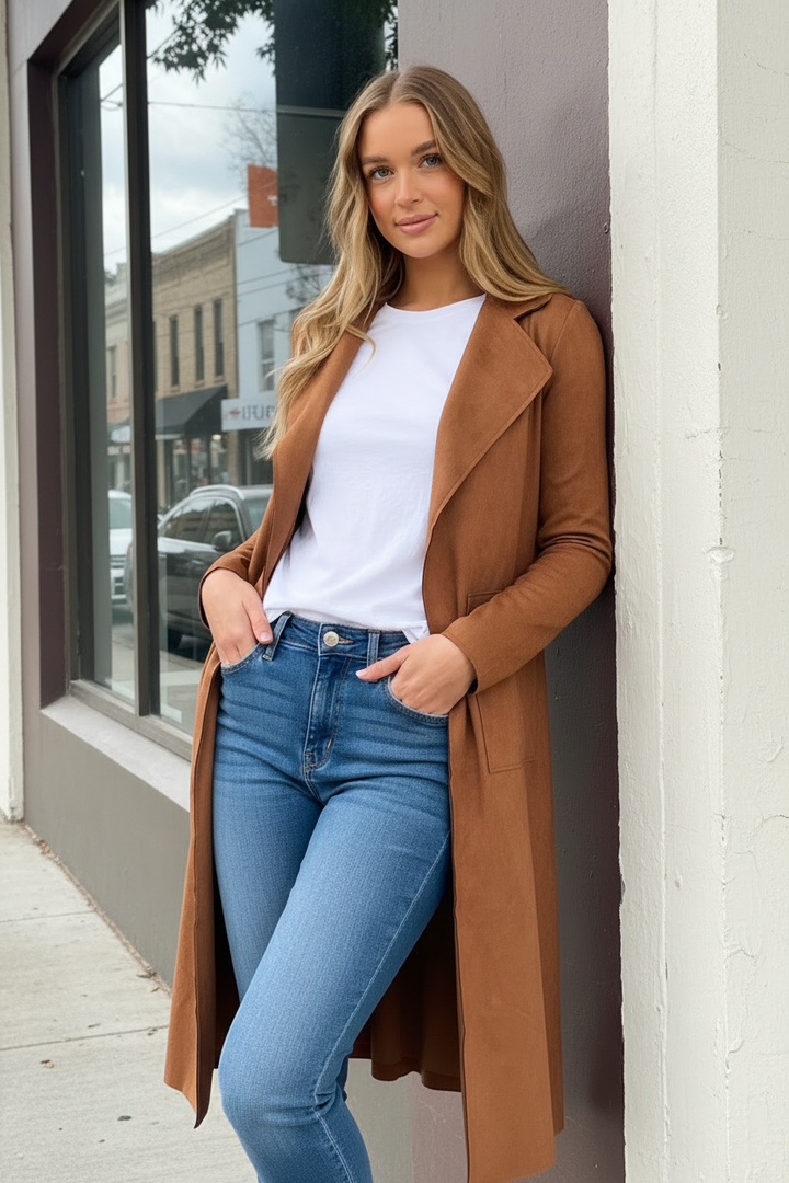 Maxine Faux Suede Jacket With Side Splits