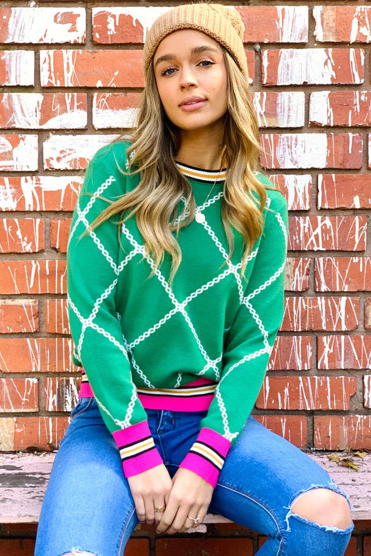 Milly Knit in Green Chain Print