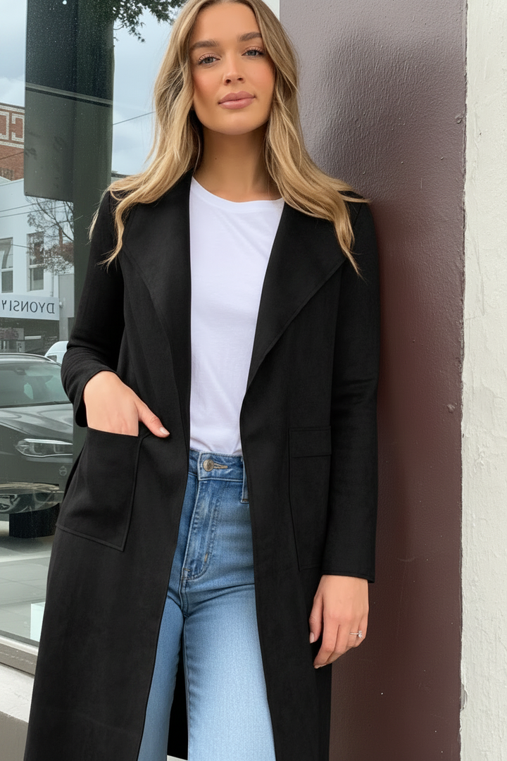 Maxine Faux Suede Jacket With Side Splits