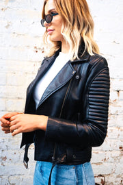 Ava Quilted Leather Jacket With Belt