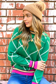 Milly Knit in Green Chain Print