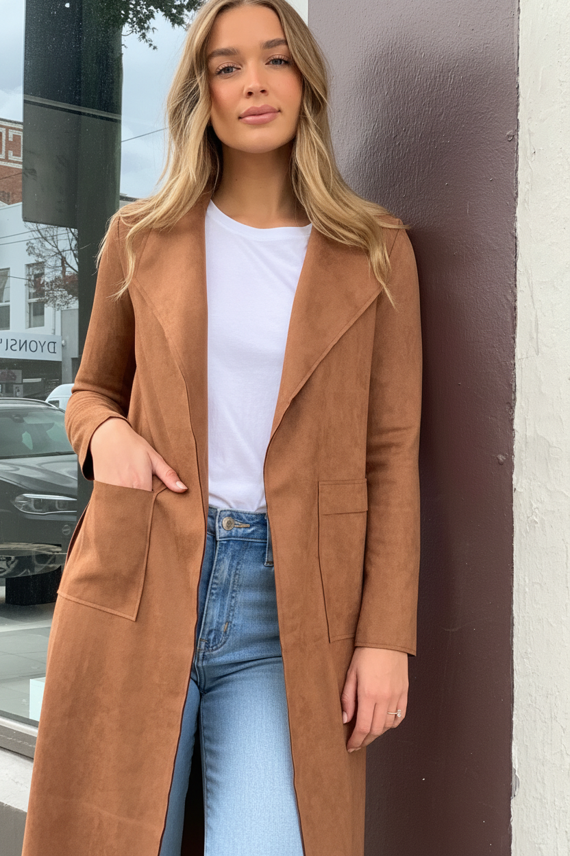 Maxine Faux Suede Jacket With Side Splits