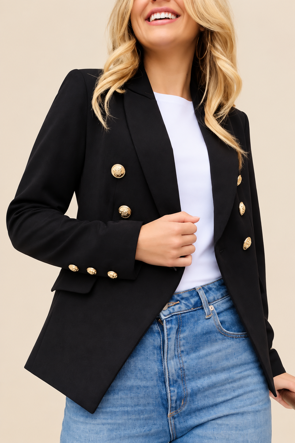 Lulu | Blazer In Black With Gold Buttons