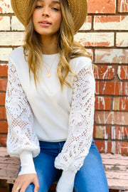 Naomi lace sleeve top in white