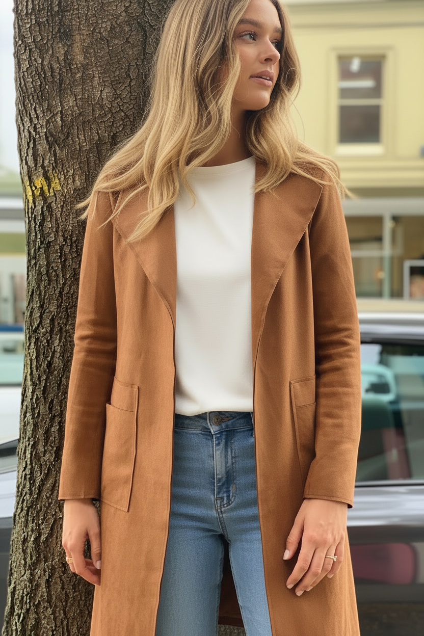Maxine Faux Suede Jacket With Side Splits