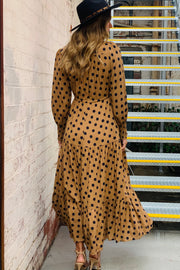 Charli | Polka Dot Maxi Dress  In Tan