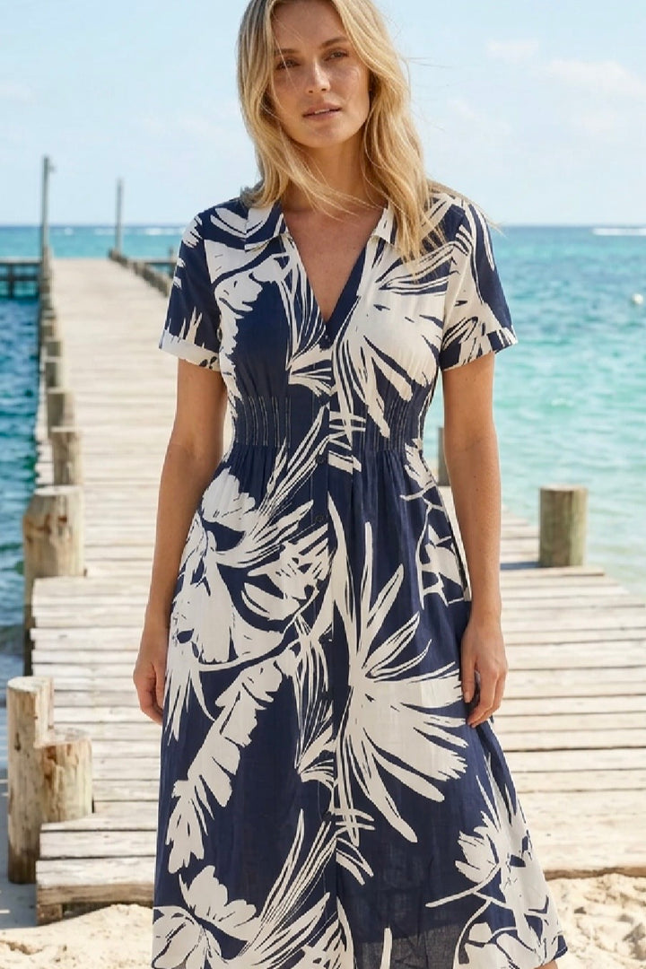 Alani Dress in Dark Navy Print
