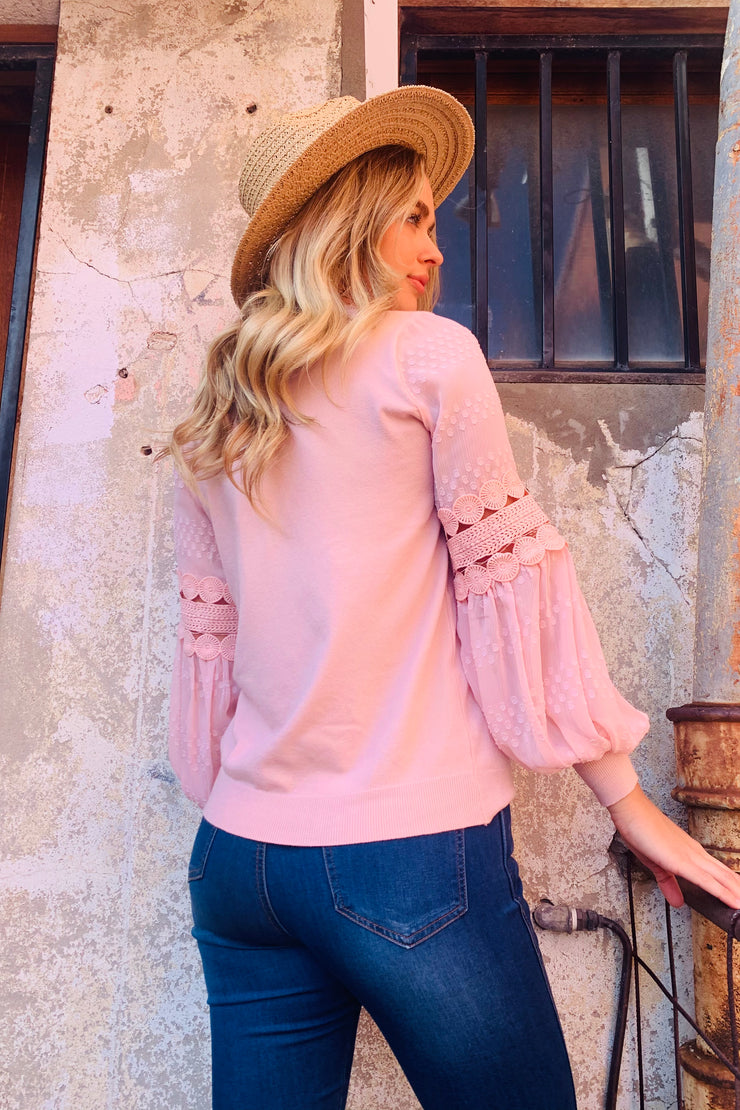 Molli | Detailed Sleeve Knit in Pink