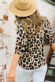 Carla | Leopard Print Bell Sleeve Top with Sheer Detail