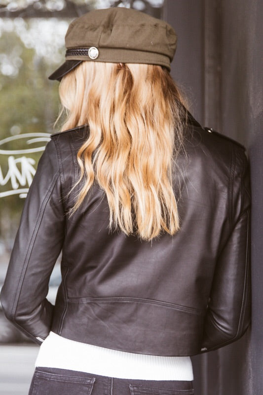 Brooke Crop Lambskin Leather Jacket With Nickel Hardware