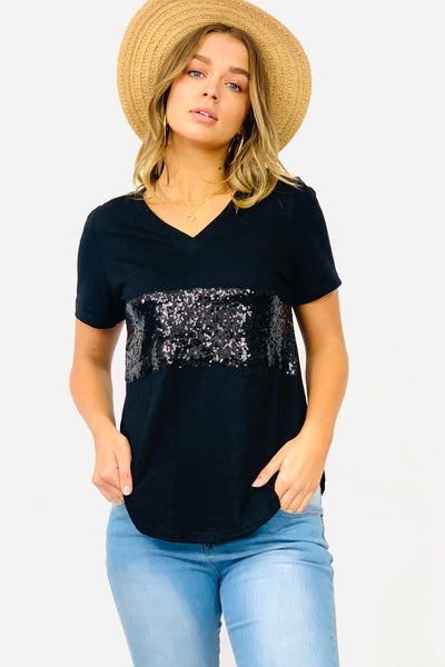 Bella Sequin TShirt In Black