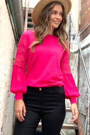 Molli Knit Top in Hot Pink