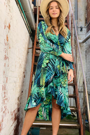 Lola Green Jungle  Print Wrap Dress