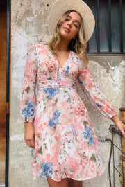 Ashton | Floral Print Dress With Lace Trim Detail
