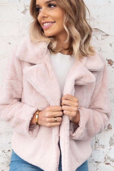 Felicia Baby Pink Faux Fur Jacket