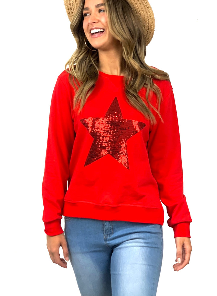 Olivia | Red Windcheater with Sequin Star Detail