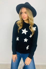 Pia | Black Knit With White Star Detail