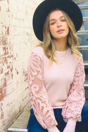 Naomi Lace Top In Blush-30% off at Cart