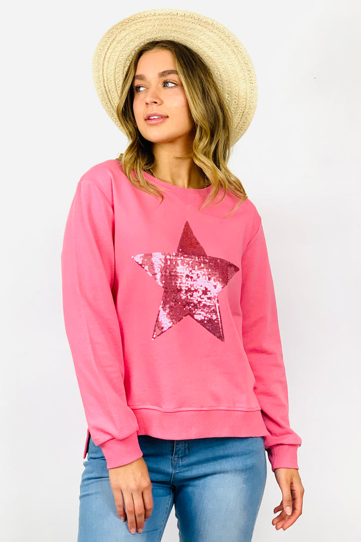 Olivia | Candy Pink Windcheater with Sequin Star Detail