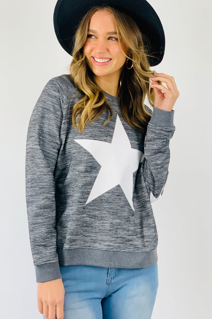 Jolie Top in Grey Marle With White Star