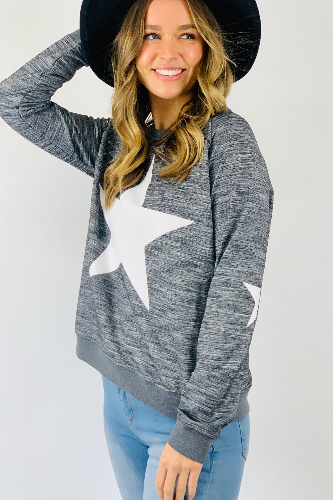 Jolie Top in Grey Marle With White Star