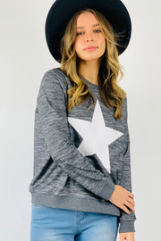 Jolie Top in Grey Marle With White Star
