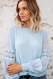 Molli | Detailed Sleeve Knit in Ice Blue