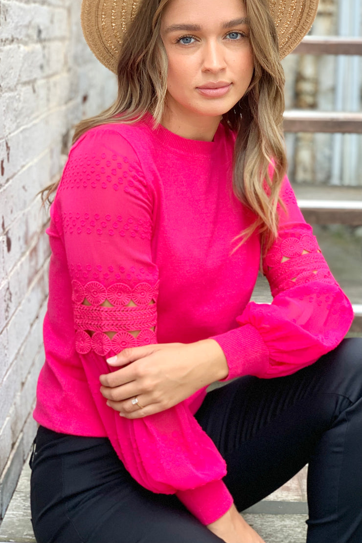 Molli Knit Top in Hot Pink