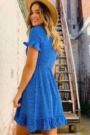 Brandi Wrap Dress in Blue