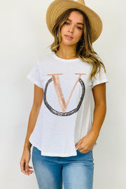 Lex Tshirt In White With Sequins Detail