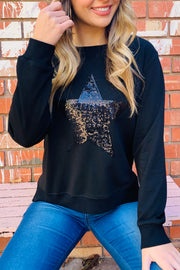 Olivia | Black Windcheater with Sequin Star Detail