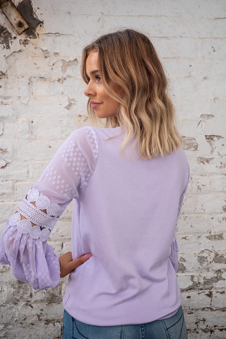 Molli | Detailed Sleeve Knit in Lilac