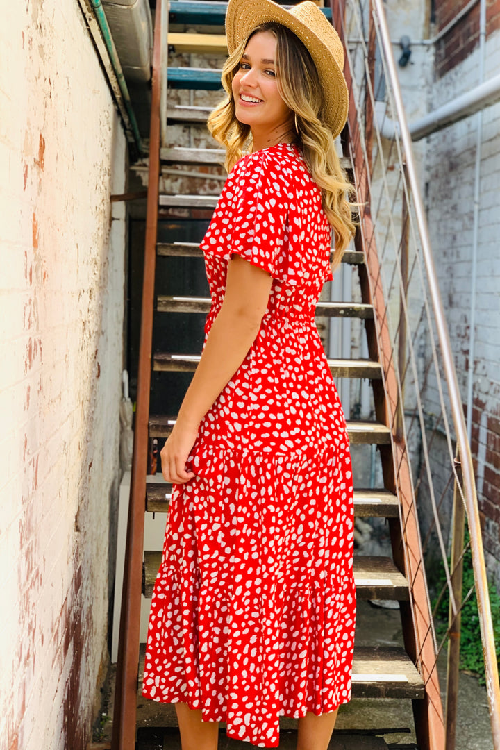 Eliza Maxi in Red And White Print