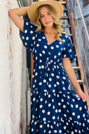 Molli | Polka Dot Dress in Navy and White