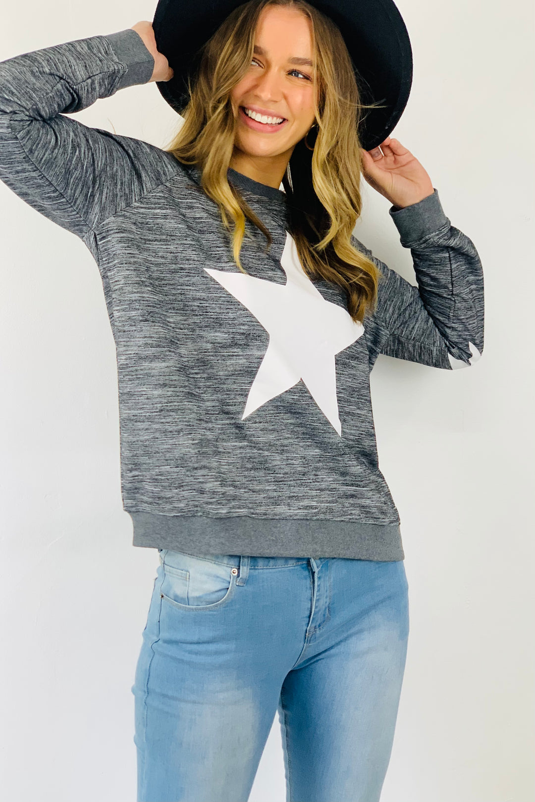 Jolie Top in Grey Marle With White Star